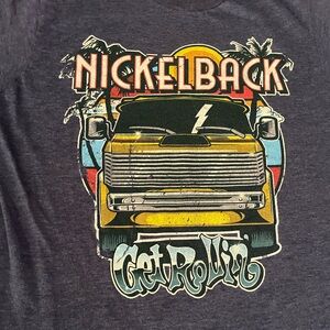 Nickelback heather blue Get Rollin 2023 North American Tour band tee sz S